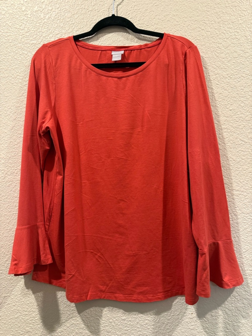 Women’s Red Bell-Sleeve Crewneck Top